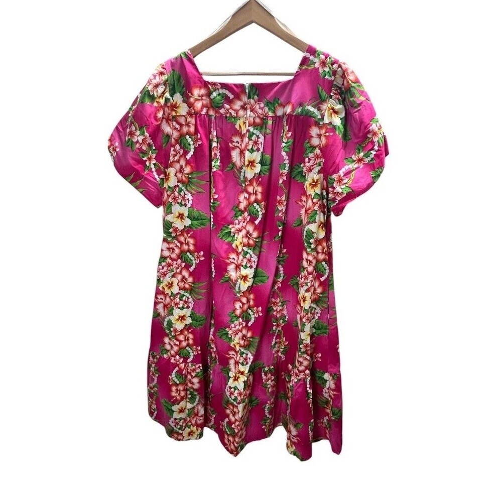 Royal Hawaiian Creations Dress Women's Size 2XL Hot Pink Floral Habiscus